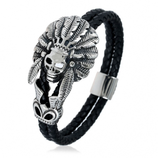 Leer Armband Indian Chief RVS